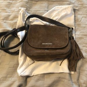Michael Kors brown suede and leather crossbody